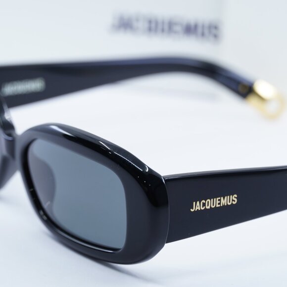 Jacquemus ROND CARRE JAC/11 C1 Rectangle Sunglasses - Shiny Black\Grey - Picture 9 of 10